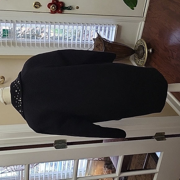 Coach black wool mohair blend coat beads pearl trim fully lined Sz 2 New… - Picture 6 of 8